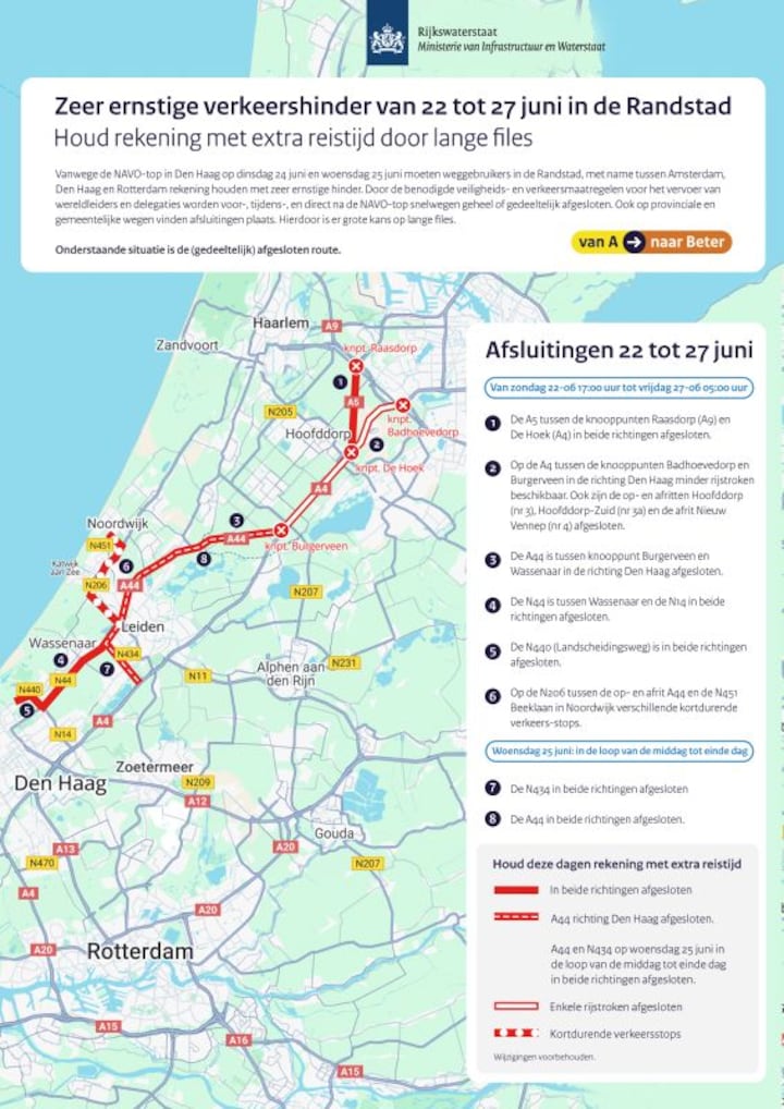 Afgesloten wegen tijdens Navo-top