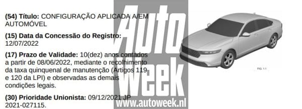 Honda Accord patent