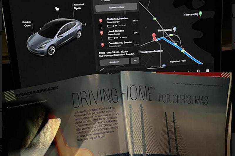 Tesla Model 3 Scandinavië Noorderlicht