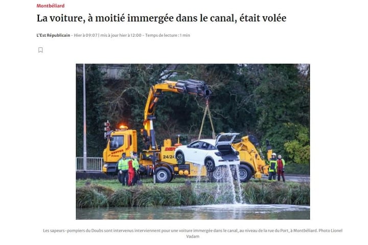 Stolen brand new Lancia Ypsilon ends up in the water