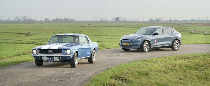 Ford Mustang Mach-E endurance tester and old skool Ford Mustang