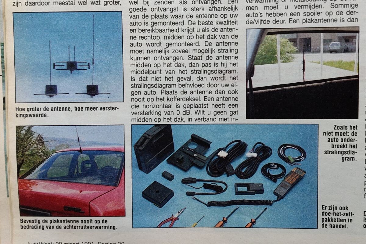 Telefoneren in de auto in 1991 Uit de Oude Doos AutoWeek