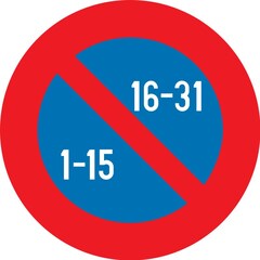 Verkeersbord beurtelings parkeren 