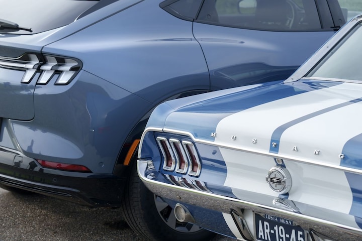 Ford Mustang Mach-E endurance tester and old skool Ford Mustang