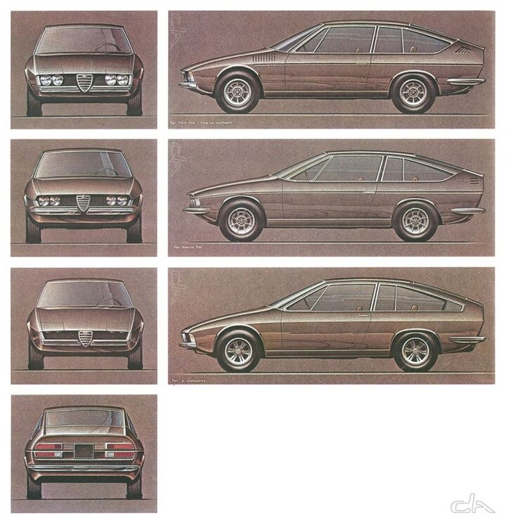 Alfa Romeo Alfetta GT design sketches